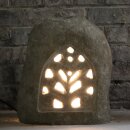 Stone lantern with ornament, H 35 cm, hand carved from riverstone