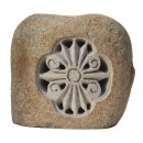 Stone lantern with ornament, H 35 cm, hand carved from riverstone