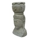 Dewi Head with pot, H 80 cm, hand carved from basanite