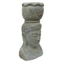 Dewi Head with pot, H 80 cm, hand carved from basanite