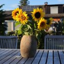 Flower vase, H 22 cm, hand carved from riverstone