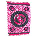 Premium Bali sarong, pareo, with coconut buckle, print with dolphins, pink