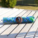 Premium Bali sarong, pareo, with coconut buckle, print with elephant, blue