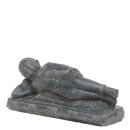 Liegender Buddha L 40 cm, Steinguss, schwarz antik