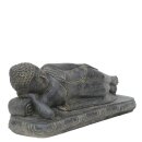 Liegender Buddha L 40 cm, Steinguss, schwarz antik