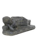 Lying Buddha, L 40 cm, cast stone, black antique