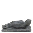 Liegender Buddha L 40 cm, Steinguss, schwarz antik