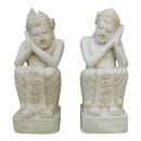 Traditional Balinese Wedding Couple, 100 cm, stone figures, cast stone, garden deco, white antique, frost-proof