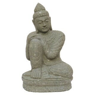 Sitzender Buddha "Relax",  H 75 cm, Steinmetzarbeit aus Basanit