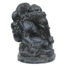 Ganesha Statue "Lotus", sitzend, 30 cm, Steinfigur, Garten-Deko, schwarz antik, frostfest