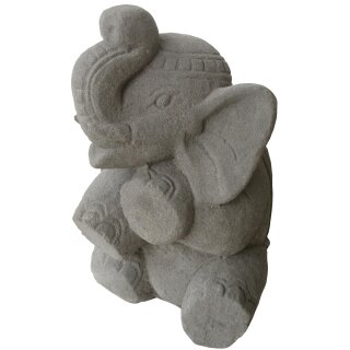 Sitting stone elephant, 50 cm, cast stone, natural concrete finishing, garden-deco-figure, frost-proof