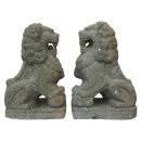 Chinesische Tempell&ouml;wen &quot;Fu Dogs&quot;, H 60 cm, Steinmetzarbeit aus Lavastein (Paar)