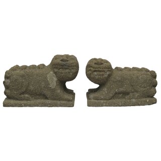 Korean Lion-Dogs (haetae), L 60 cm, hand carved from basanite (pair)