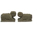 Korean Lion-Dogs (haetae), L 60 cm, hand carved from basanite (pair)