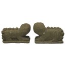 Korean Lion-Dogs (haetae), L 60 cm, hand carved from basanite (pair)