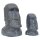 Set of 2 Moai Statue, Easter Island Head, 20&30 cm, stone figure, garden decoration, black antique, frost proof