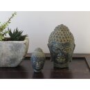 2er Set Buddha-Köpfe, H 10 und 20 cm, schwarz antik