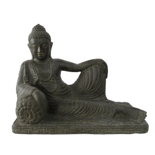 Liegender Buddha, verschiedene Größen L 60 - 80 cm, schwarz antik