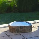 Small stone bowl, small bird bath, oval, Ø ca. 25 cm, hand carved from natural stone