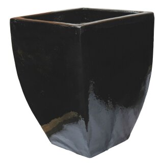 XL planter flowerpot Pitaya, L/W 43 cm H 57 cm, handcrafted in Vietnam, black glazed, frost-proof