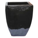 XL planter flowerpot Pitaya, L/W 43 cm H 57 cm, handcrafted in Vietnam, black glazed, frost-proof