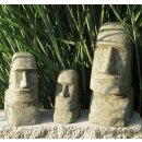 Set of 3 Moai, Easter Island Head, H 15, 20 & 30 cm, hand carved from basanite