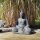 Sitzende Buddha-Statue "Japan", 30 - 150 cm, Steinfigur, Garten-Deko, schwarz antik, frostfest
