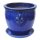 Planter flowerpot Lily, various sizes, in royal blue glazed, with trivet, frostproof