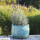 Planter flowerpot Sakura Ø 44 H 30cm in seladon color glazed with trivet frostproof