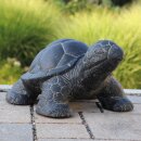 Turtle, 40 cm, stone figure, garden decoration, black antique, frost-proof