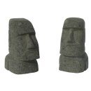 2er Set Moai, Osterinsel-Kopf, H 15 cm, Steinmetzarbeit aus Basanit