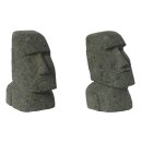 2er Set Moai, Osterinsel-Kopf, H 15 cm, Steinmetzarbeit aus Basanit