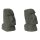 Set of 2 Moai, Easter Island Head, H 15 cm, hand carved from basanite