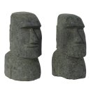 2er Set Moai, Osterinsel-Kopf, H 20 cm, Steinmetzarbeit aus Basanit