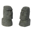 2er Set Moai, Osterinsel-Kopf, H 20 cm, Steinmetzarbeit aus Basanit