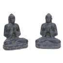 Set of 2 sitting Buddha "Greeting", H 20 cm, black antique