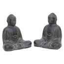 Set of 2 sitting Buddha &quot;Japan&quot;, H 21 cm, black antique