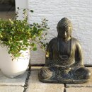 Set of 2 sitting Buddha "Japan", H 21 cm, black antique