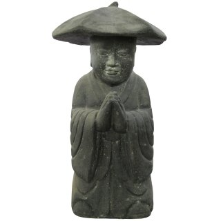 Standing monk, praying, 80 cm, stone figure, cast stone, black antique, frost-proof