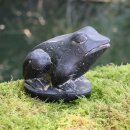 Set Frosch 17 cm und Koi-Fisch 40 cm, Steinfigur, Garten- und Teich-Deko, schwarz antik, frostfest