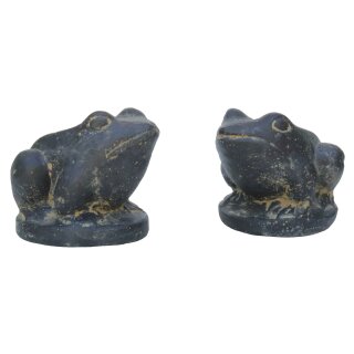 Set of 2 stone frogs 17 cm black antique