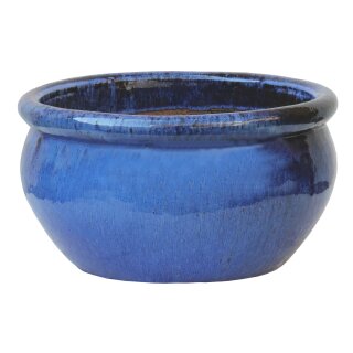 Planter flowerpot planting bowl Azalea Ø 34 H 19cm in royal blue glazed frostproof