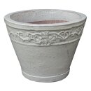 Planter flowerpot Lunel, various sizes, in grey-white color glazed, frostproof