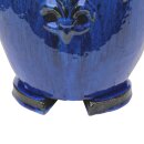 3 glasierte Kübelfüße, Untersetzer für Pflanzgefäße, L 7 cm, royalblau, frostfest