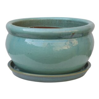 Planter flowerpot planting bowl Azalea, various sizes, in celadon color glazed, with trivet frostproof