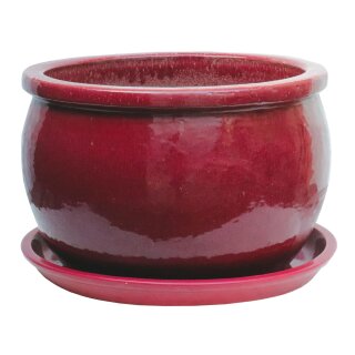 Planter flowerpot Gardenia panting bowl, various sizes, burgundy red glazed, with trivet frostproof