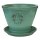 Planter flowerpot Canna, various sizes, in celadon color glazed, with trivet frostproof