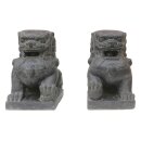 Chinesische Stein- Wächter- Löwen, "Fu Dogs", 40 - 72 cm, schwarz / weiß antik, Steinfigur, Garten-Deko