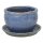 Planter flowerpot planting bowl Gardenia, &Oslash; 20 H 13cm, azur glazed, with trivet frostproof