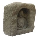 Buddha-Figur "Cave", 40 cm, Steinmetzarbeit aus Naturstein (Basanit), Garten-Deko, frostfest
